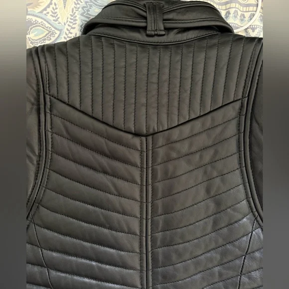 Guess by Marciano Black Leather Moto Vest Size Extra Small XS - Picture 11 of 13
